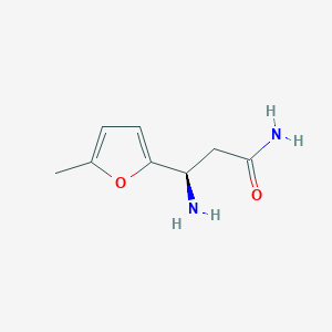 molecular formula C8H12N2O2 B13305298 (3R)-3-Amino-3-(5-methylfuran-2-YL)propanamide 