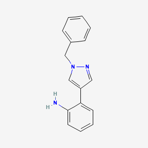 molecular formula C16H15N3 B13305305 2-(1-Benzyl-1H-pyrazol-4-YL)aniline 