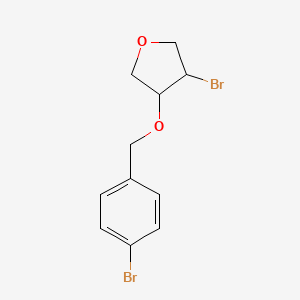 molecular formula C11H12Br2O2 B13305339 3-Bromo-4-[(4-bromophenyl)methoxy]oxolane 