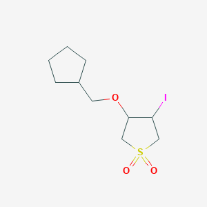 molecular formula C10H17IO3S B13305382 3-(Cyclopentylmethoxy)-4-iodotetrahydrothiophene 1,1-dioxide 