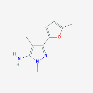 molecular formula C10H13N3O B13305459 1,4-dimethyl-3-(5-methylfuran-2-yl)-1H-pyrazol-5-amine 