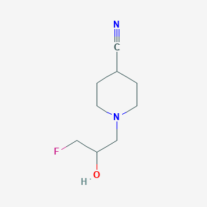 molecular formula C9H15FN2O B13305460 1-(3-Fluoro-2-hydroxypropyl)piperidine-4-carbonitrile 