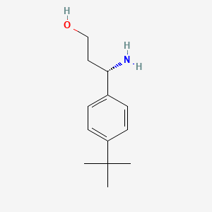 molecular formula C13H21NO B13305471 (3S)-3-Amino-3-[4-(tert-butyl)phenyl]propan-1-OL 