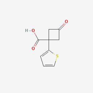 molecular formula C9H8O3S B13305473 3-Oxo-1-(thiophen-2-yl)cyclobutane-1-carboxylic acid 