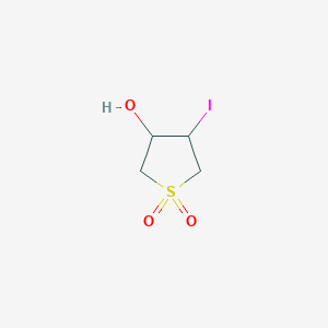 molecular formula C4H7IO3S B13305492 3-Hydroxy-4-iodo-1lambda6-thiolane-1,1-dione 