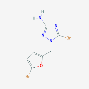 molecular formula C7H6Br2N4O B13305505 5-Bromo-1-[(5-bromofuran-2-yl)methyl]-1H-1,2,4-triazol-3-amine 