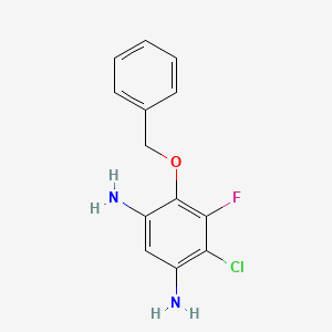 molecular formula C13H12ClFN2O B13305608 4-(Benzyloxy)-6-chloro-5-fluorobenzene-1,3-diamine 