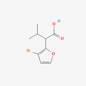 molecular formula C9H11BrO3 B13305680 2-(3-Bromofuran-2-yl)-3-methylbutanoic acid 