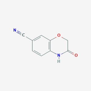 molecular formula C9H6N2O2 B13305694 3-Oxo-3,4-dihydro-2H-1,4-benzoxazine-7-carbonitrile 