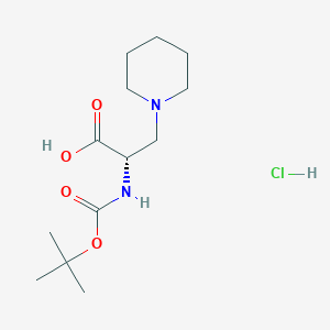 molecular formula C13H25ClN2O4 B13305711 N-(tert-Butoxycarbonyl)-3-piperidin-1-ylalanine hydrochloride 