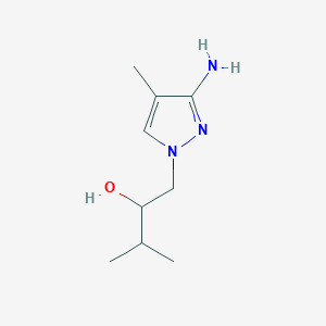 molecular formula C9H17N3O B13305739 1-(3-Amino-4-methyl-1H-pyrazol-1-yl)-3-methylbutan-2-ol 