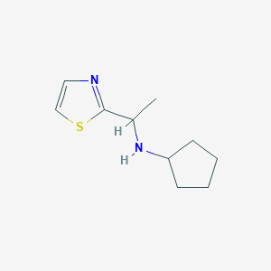 molecular formula C10H16N2S B13305745 N-[1-(1,3-thiazol-2-yl)ethyl]cyclopentanamine 