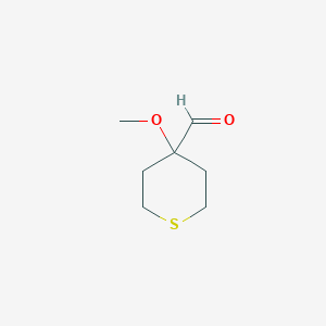 molecular formula C7H12O2S B13305820 4-Methoxythiane-4-carbaldehyde 