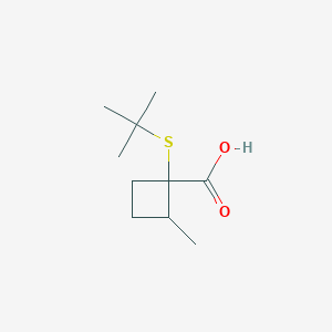 molecular formula C10H18O2S B13305906 1-(Tert-butylsulfanyl)-2-methylcyclobutane-1-carboxylic acid 