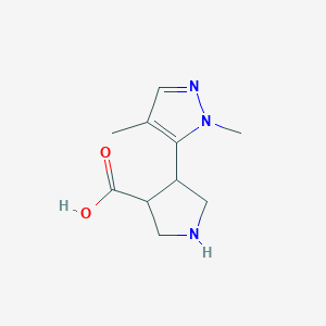 molecular formula C10H15N3O2 B13305917 4-(1,4-Dimethyl-1H-pyrazol-5-yl)pyrrolidine-3-carboxylic acid 