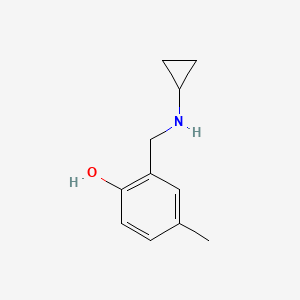 molecular formula C11H15NO B13305959 2-[(Cyclopropylamino)methyl]-4-methylphenol 