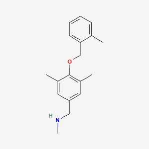 molecular formula C18H23NO B13306057 ({3,5-Dimethyl-4-[(2-methylphenyl)methoxy]phenyl}methyl)(methyl)amine 