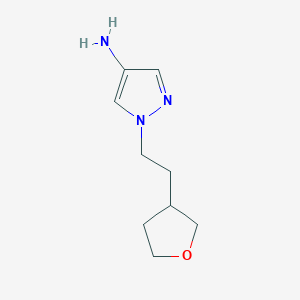 molecular formula C9H15N3O B13306067 1-[2-(Oxolan-3-yl)ethyl]-1H-pyrazol-4-amine 