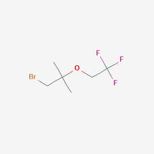 molecular formula C6H10BrF3O B13306095 1-Bromo-2-methyl-2-(2,2,2-trifluoroethoxy)propane 