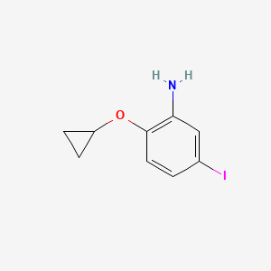 molecular formula C9H10INO B13306107 2-Cyclopropoxy-5-iodoaniline 