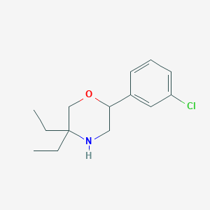 molecular formula C14H20ClNO B13306158 2-(3-Chlorophenyl)-5,5-diethylmorpholine 