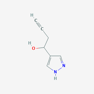 molecular formula C7H8N2O B13306201 1-(1H-Pyrazol-4-yl)but-3-yn-1-ol 