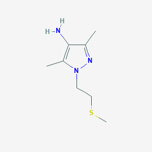 molecular formula C8H15N3S B13306211 3,5-Dimethyl-1-[2-(methylsulfanyl)ethyl]-1H-pyrazol-4-amine 