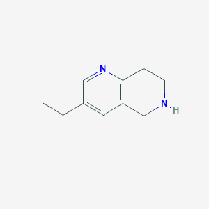 molecular formula C11H16N2 B13306258 3-(Propan-2-YL)-5,6,7,8-tetrahydro-1,6-naphthyridine 