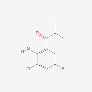 molecular formula C10H10BrClO2 B13306297 1-(5-Bromo-3-chloro-2-hydroxyphenyl)-2-methylpropan-1-one 