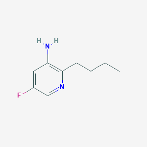 molecular formula C9H13FN2 B13306368 2-Butyl-5-fluoropyridin-3-amine 