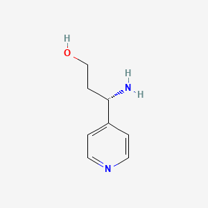 molecular formula C8H12N2O B13306390 (3S)-3-Amino-3-(4-pyridyl)propan-1-OL 