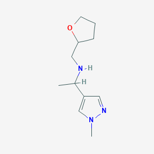 molecular formula C11H19N3O B13306396 [1-(1-Methyl-1H-pyrazol-4-yl)ethyl](oxolan-2-ylmethyl)amine 