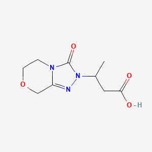 molecular formula C9H13N3O4 B13306496 3-{3-oxo-2H,3H,5H,6H,8H-[1,2,4]triazolo[3,4-c]morpholin-2-yl}butanoic acid 