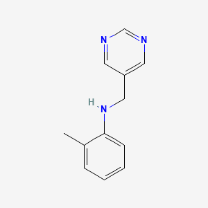 molecular formula C12H13N3 B13306643 2-methyl-N-(pyrimidin-5-ylmethyl)aniline 