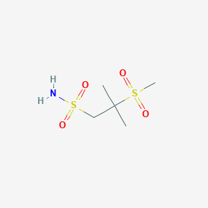 molecular formula C5H13NO4S2 B13306698 2-Methanesulfonyl-2-methylpropane-1-sulfonamide 