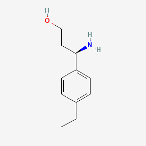 molecular formula C11H17NO B13306775 (3R)-3-amino-3-(4-ethylphenyl)propan-1-ol 