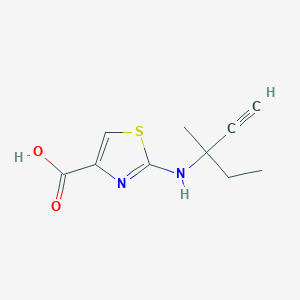 molecular formula C10H12N2O2S B13306806 2-[(3-Methylpent-1-yn-3-yl)amino]-1,3-thiazole-4-carboxylic acid 