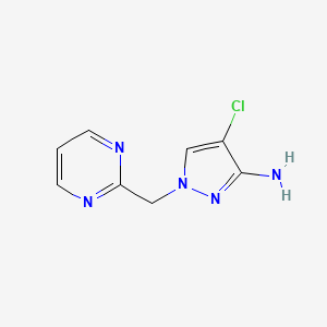 molecular formula C8H8ClN5 B13306807 4-Chloro-1-[(pyrimidin-2-yl)methyl]-1H-pyrazol-3-amine 