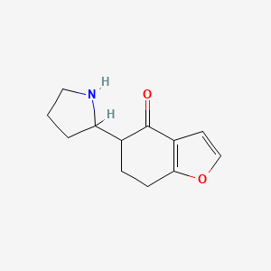 molecular formula C12H15NO2 B13306821 5-(Pyrrolidin-2-YL)-4,5,6,7-tetrahydro-1-benzofuran-4-one 