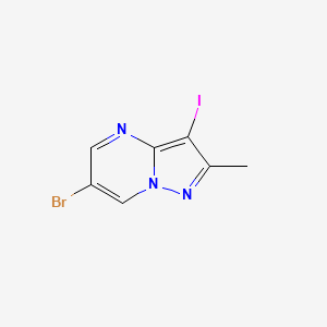 molecular formula C7H5BrIN3 B13306823 6-Bromo-3-iodo-2-methylpyrazolo[1,5-a]pyrimidine 