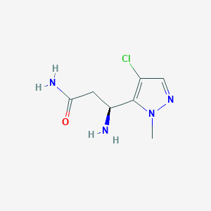 molecular formula C7H11ClN4O B13306831 (3S)-3-Amino-3-(4-chloro-1-methyl-1H-pyrazol-5-yl)propanamide 