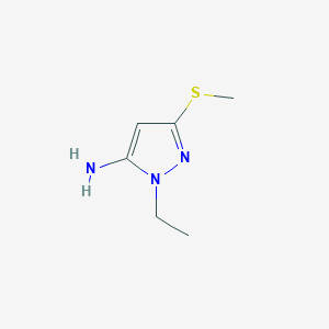 molecular formula C6H11N3S B13306851 1-ethyl-3-(methylsulfanyl)-1H-pyrazol-5-amine 