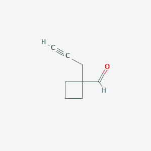 molecular formula C8H10O B13306901 1-(Prop-2-yn-1-yl)cyclobutane-1-carbaldehyde 