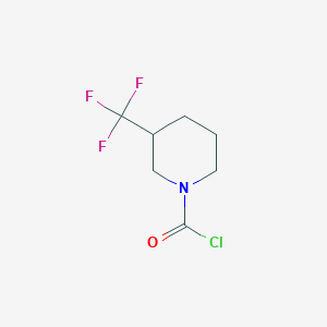 molecular formula C7H9ClF3NO B13306960 3-(Trifluoromethyl)piperidine-1-carbonyl chloride 