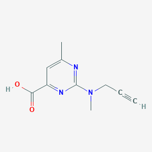 molecular formula C10H11N3O2 B13306968 6-Methyl-2-[methyl(prop-2-yn-1-yl)amino]pyrimidine-4-carboxylic acid 