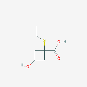 1-(Ethylsulfanyl)-3-hydroxycyclobutane-1-carboxylic acid