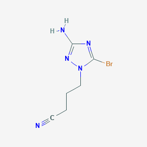 molecular formula C6H8BrN5 B13307021 4-(3-Amino-5-bromo-1H-1,2,4-triazol-1-yl)butanenitrile 