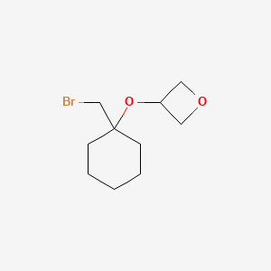 molecular formula C10H17BrO2 B13307057 3-{[1-(Bromomethyl)cyclohexyl]oxy}oxetane 