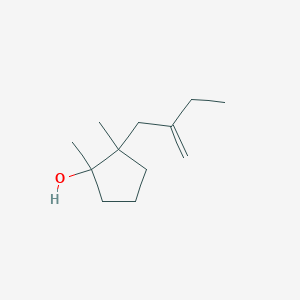 molecular formula C12H22O B13307076 1,2-Dimethyl-2-(2-methylidenebutyl)cyclopentan-1-ol 