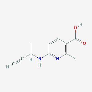 molecular formula C11H12N2O2 B13307092 6-[(But-3-yn-2-yl)amino]-2-methylpyridine-3-carboxylic acid 